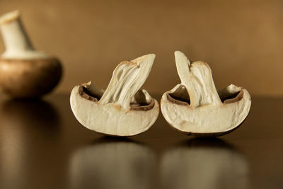 Close-up of mushrooms on table