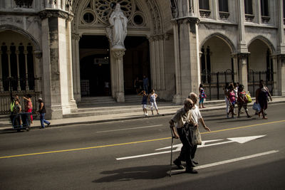 People on street in city