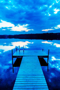 Scenic view of lake against cloudy sky