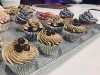Close-up of cupcakes on table
