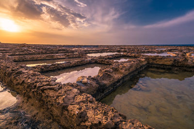 Scenic view of sea against cloudy sky