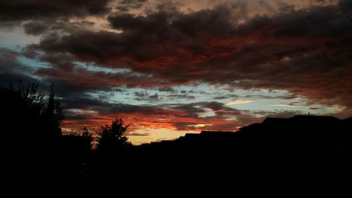 Silhouette of built structure against dramatic sky