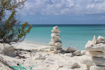 Scenic view of sea shore against sky