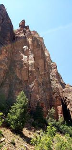 Low angle view of rock formations