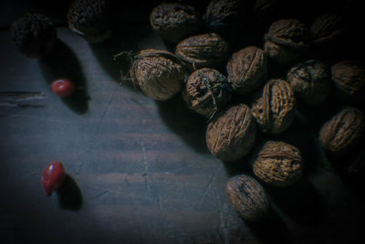 High angle view of fruits on table