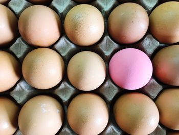 Full frame shot of eggs in container