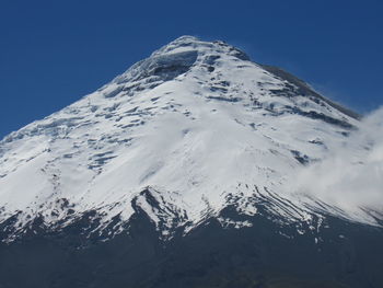 Scenic view of snowcapped mountains against clear sky