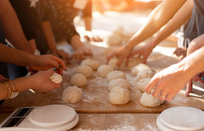 Group of people preparing food