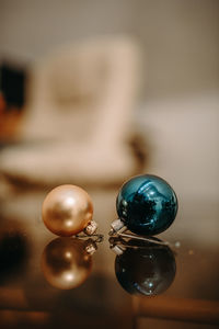 Close-up of crystal ball on table