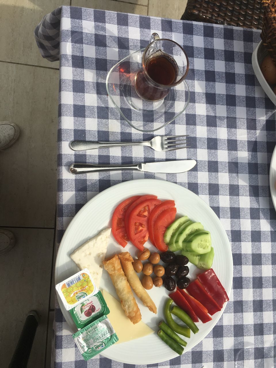 food and drink, food, still life, table, freshness, high angle view, drink, directly above, plate, no people, refreshment, ready-to-eat, healthy eating, indoors, indulgence, kitchen utensil, fruit, wellbeing, tablecloth, household equipment, glass, snack