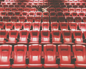 Full frame shot of red chairs