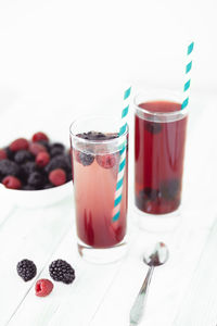 Close-up of drink in glass on table