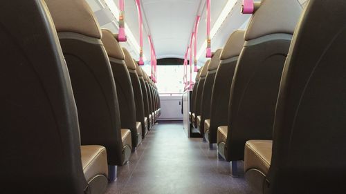 View of empty seats in subway