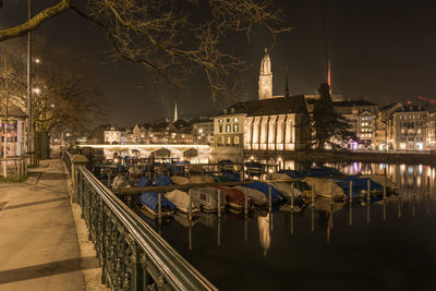 View of illuminated city at night