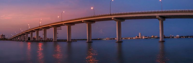 View of suspension bridge at night