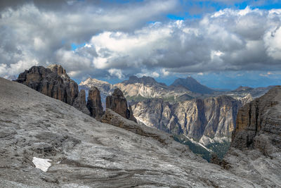 Landscape from piz boè in sella group alps dolomite, trentino, italy