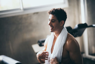 Young man looking at camera