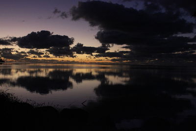 Scenic view of calm lake against sky