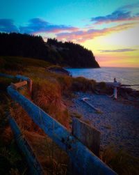 Scenic view of sea at sunset