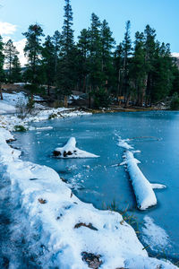 View of frozen lake