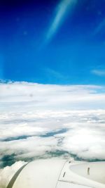 Low angle view of airplane wing