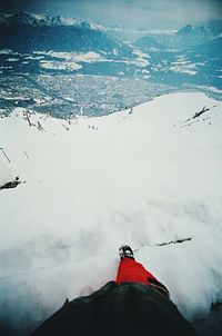 Scenic view of snow covered mountains