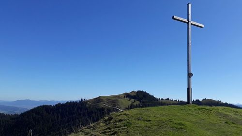 Scenic view of landscape against clear blue sky