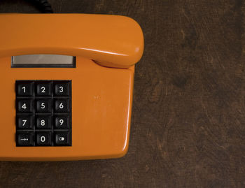 High angle view of orange on table