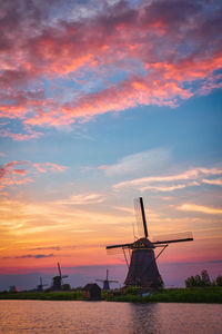 Windmills at kinderdijk in holland. netherlands