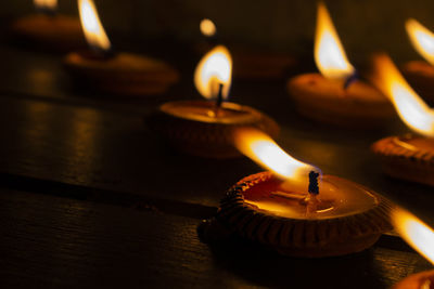 Close-up of burning candle