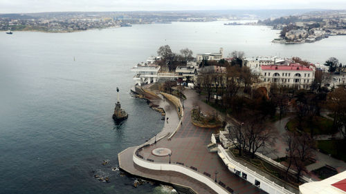 View of river with buildings in background