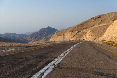 Road in desert against clear sky