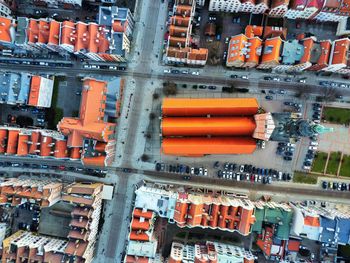 Drone shot of an old town in elblag