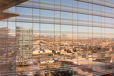 Full frame shot of city reflection in glass