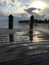 Wooden pier at sunset