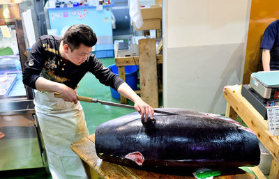 Man preparing food