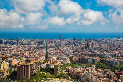 High angle view of townscape against sky