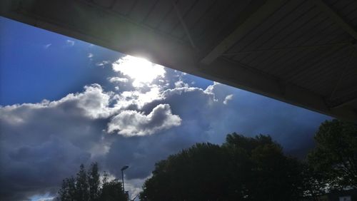 Low angle view of silhouette trees against sky