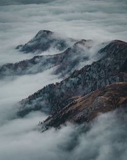 Aerial view of mountains against sky