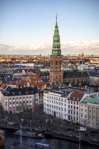 Aerial view of buildings in city