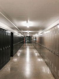 Illuminated corridor of building