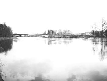 Scenic view of lake against clear sky