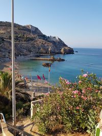 Scenic view of sea against clear sky