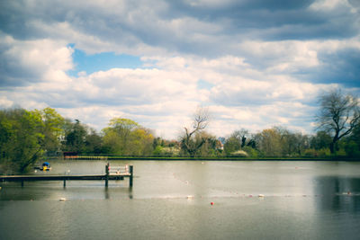 Scenic view of lake against sky