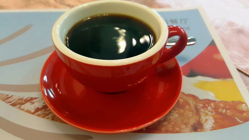 Close-up of tea cup on table