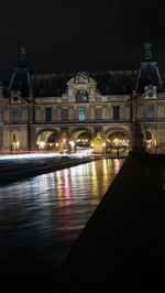 Illuminated buildings at night