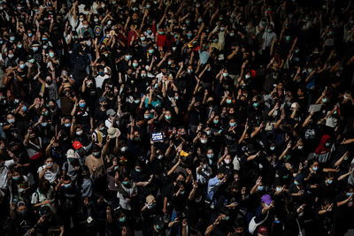 High angle view of crowd at music concert