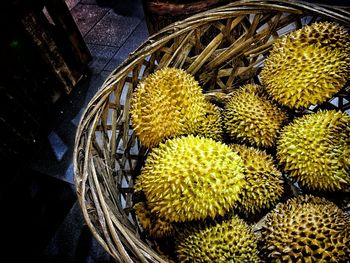 High angle view of basket in market