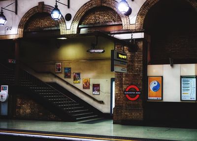 View of illuminated underground walkway