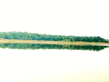 Scenic view of lake against clear sky